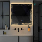 Specchio LED Quadrato | Pulsanti touch | Funzione anti-appannamento | Luce bianca calda - Reyze Serie Simetria Modello 8
